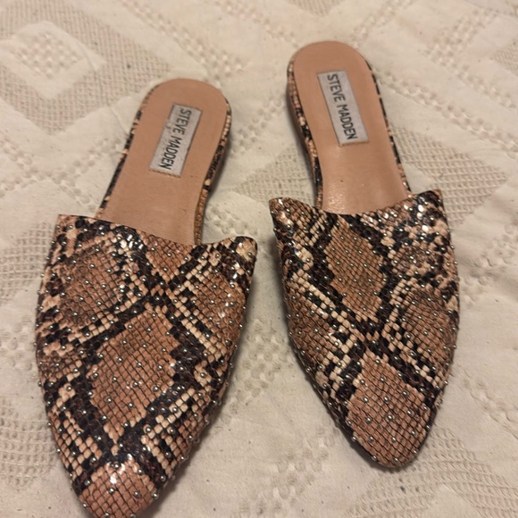 Steve Madden Ally Studded Snake Skin Mules - Picture 1 of 5